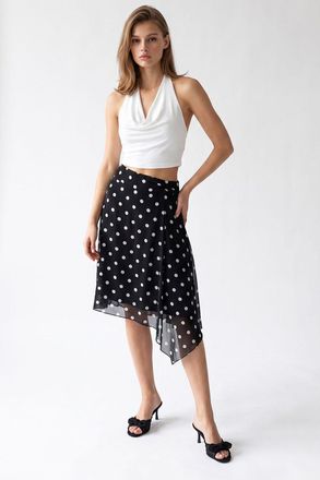 Mixray Hoge Taille Pois Tulle Midi Rok