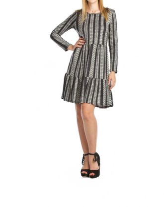 Papillon Geo Tiered Stretch Sweater Dress In Grey