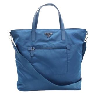 Prada Pre-owned Tote Bags, female, Blue, Size: ONE SIZE Pre-owned Nylon Tote Bag