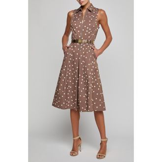 L'agence Kylo Polka Dot Belted Shirtdress in Cardamom/Ecru Polka Dot at Nordstrom, Size 12