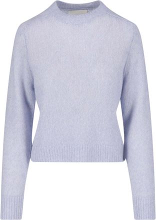 Lisa Yang Blue Cropped Crew Neck Knit Sweater