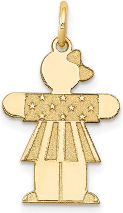 Diamond2Deal 14k Yellow Gold The Kids Small Stars and Stripes Girl Engravable Hugs Charm Pendant