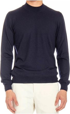Barba Blauwe Trui van Fijne Wol - Heren - Ronde hals truien - Blauw - XL - Wol - Truien & Vesten