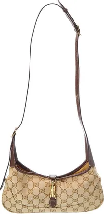 Gucci Jackie Slim Medium Canvas & Leather Hobo Bag
