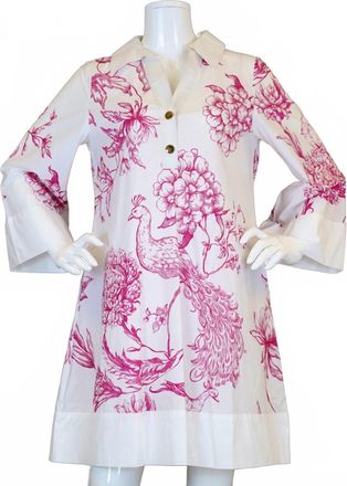 La Plage Womens Ocean Cliff Shirt Dress In Peacock Pink