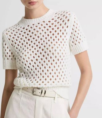 Vince Honeycomb Boxy Tee In White
