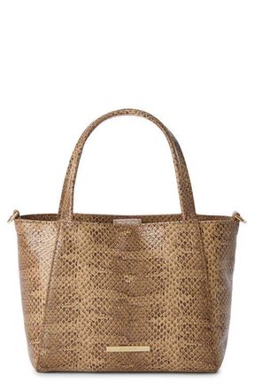 Brahmin Small Mona Croc Embossed Leather Top Handle Bag in Light Pecan at Nordstrom