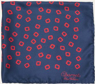 Charvet Mens Printed Silk Pocket Square