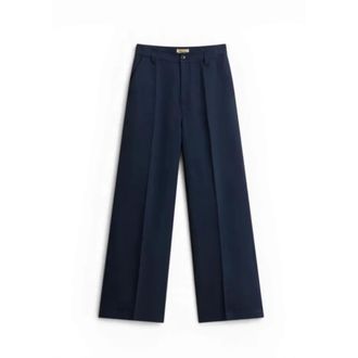 Woolrich Wide Trousers, female, Blue, Size: W27 Lyocell Linen Pants