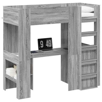 vidaXL Estructura De Litera Con Escritorio Gris Sonoma 75 X 190 Cm Vidaxl