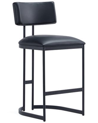 Manhattan Comfort Juno Metal Vegan Leather Counter Stool