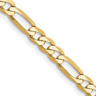Diamond2Deal 10k Yellow Gold 4mm Flat Figaro Chain Necklace
