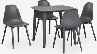 Sklum Set De Mesa Cuadrada 85x85 Cm Y 4 Sillas De Jard&iacute;n En Polipropileno Scand Sklum