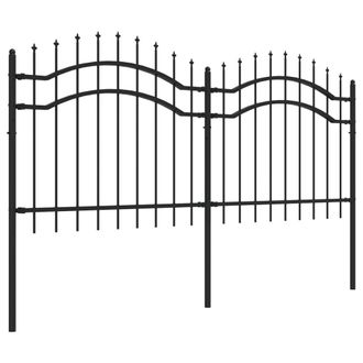 Berkfield Home Stunning Garden Fence with Spear Top Black 140 cm Powder-coated Steel