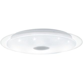 Loops Wall Flush Ceiling Light White Shade White Chrome Plastic Crystal Effect LED 36W
