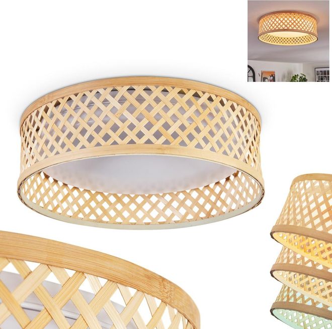 HOFSTEIN LED Deckenleuchte Barroco, Deckenlampe aus Metall/Bambus/Kunststoff  in Wei/Natur, Leuchte im Retro/Vintage/Boho-Design, CCT einstellbar, 16  Watt, Ess ab 39,99  - auf Stylight