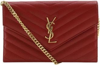 Saint Laurent Pre-owned Envelope Chain Wallet - Dames - Vintage Schoudertas - Rood - ONE Size - Leer - Vintage
