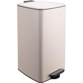 Relaxdays Relaxdays pattumiera cucina 30 l, soft-close, secchio interno rimovibile, metallo opaco, rettangolare a pedale, beige