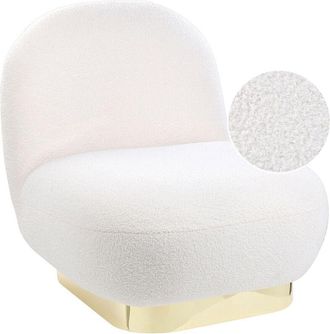 Beliani Beliani - Poltrona bianca in tessuto bouclé con base oro stile contemporaneo Loviisa