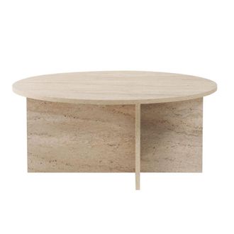Calicosy Mesa de centro con tablero redondeado l90 cm - travertino
