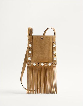 Valentino Garavani Valentino Garavani Nellc&ocirc;te Small Shoulder Bag In Suede With Fringes Wo
