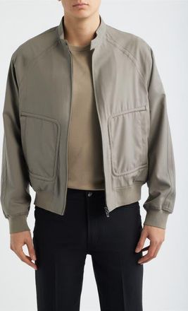 Emporio Armani Virgin Wool Zip Bomber Jacket in Grey at Nordstrom, Size 38 Us