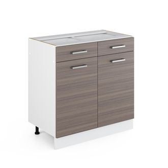 Vicco Mueble Bajo Universal R-line, Gris, 80 Cm Con Cajones Y Puertas, Sin Encimera Vicco