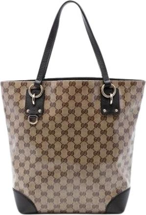 Gucci Pre-owned Tote Bags, female, Brown, Size: ONE SIZE Pre-owned Coated Canvas Tote
