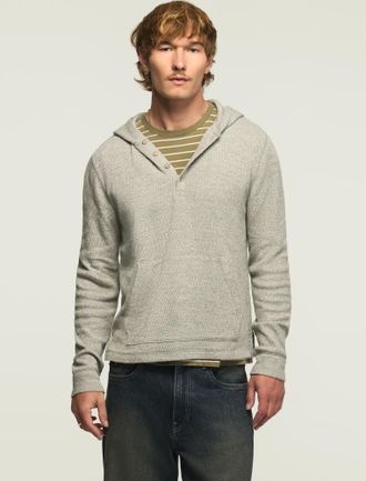 Lucky Brand Mens Birdseye Thermal Hoodley
