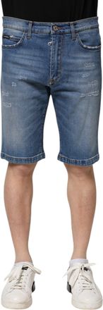 Dolce & Gabbana Mens Distressed Denim Shorts - Light Blue Cotton - Size EU 44 (Mens)