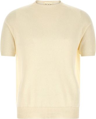 Maryya Trui met korte mouwen - Heren - Ronde hals truien - Wit - 2XL - Katoen - Truien & Vesten