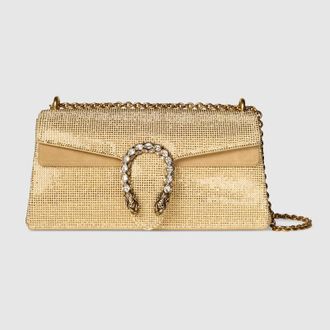 Gucci Dionysus Crystal Medium Shoulder Bag, Brown, Fabric