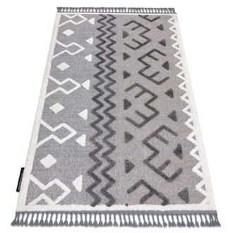 RugsX Rugsx - Alfombra Maroc P659 Azteca &Eacute;tnico Gris Franjas Bereber Marroqu&iacute; Shaggy Grey 120x170 Cm
