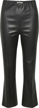 Soaked In Luxury Zwarte PU Kickflare Broek - Dames - Wijde Broeken - Zwart - 2XL - Broeken