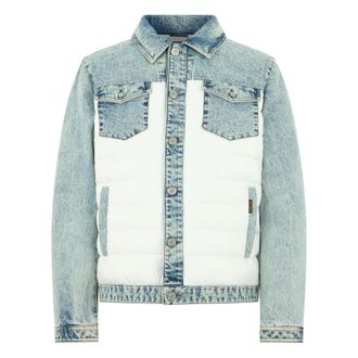 Moorer Winter Jackets, male, Blue, Size: 4XL Mondor Padded Denim Jacket