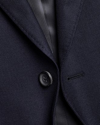 CHARLES TYRWHITT Luxury Italian Hopsack Wool Jacket - Navy Size 40L by Charles Tyrwhitt