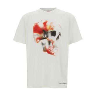 Alexander McQueen T-Shirts, male, White, M, Skull Print T-shirt in White