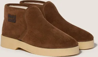 Miu Miu Suede and shearling slip-on booties