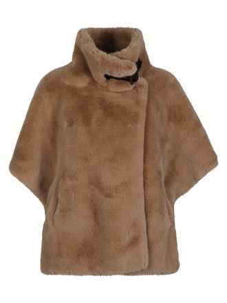 Pinko Brown New Comodino Faux Fur Polyester Cape