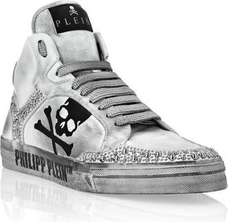 Philipp Plein Nappa Leather Hi-Top Sneakers Studs Retrokickz Tm Unisex in White/black at Nordstrom, Size 36
