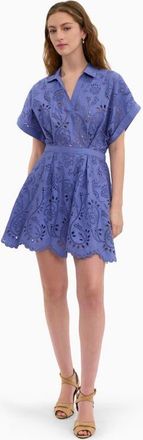 Rebecca Taylor Brielle Poplin Eyelet Mini Dress in Lavender Bloom at Nordstrom, Size 10