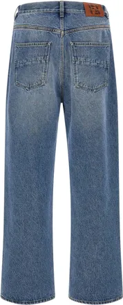 Fendi Ff Patch Stone-Wash Denim Jeans - Blue