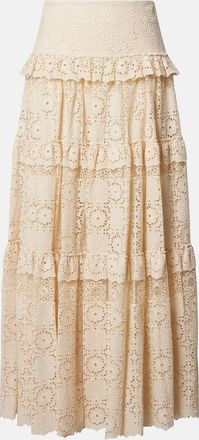 Elie Saab Guipure lace cotton and silk-blend maxi skirt