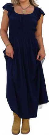 Blu Pepper Kyla Ruffle Sleeve Midi Dress In Navy