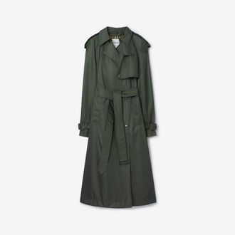 Burberry Long Nylon Hooded Trench Coat, Size: 02