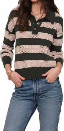 Heartloom Kendi Rugby Stripe Sweater Top In Kale