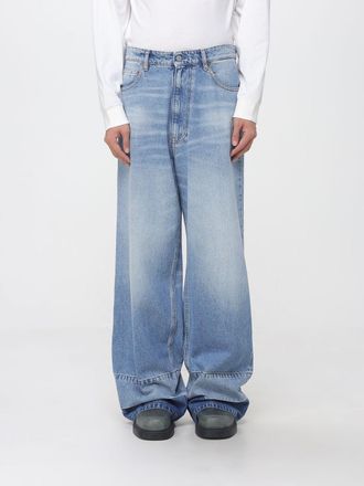 Maison Margiela Jeans wide leg in denim di cotone con logo numerico posteriore