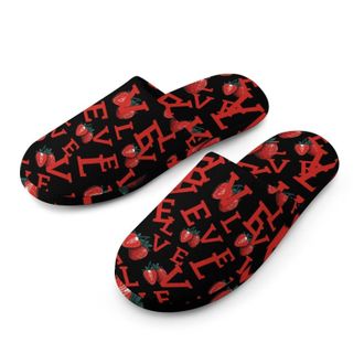Generic Love Strawberry Fruit Lovers Mens Cozy Memory Foam Slippers Warm Cotton House Shoes Comfy Slipper for Indoor Outdoor