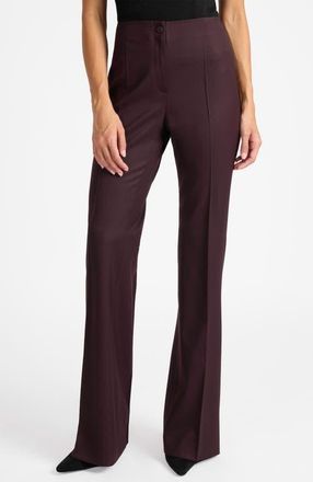 Santorelli Elizabeth Flared Leg Pant in Virgin Wool Stretch in Raisin at Nordstrom, Size 12