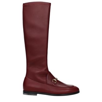 Gucci Donnas Stivali Pelle Rosso/Ancora